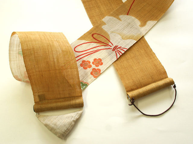 Hand-dyed Linen Japanese Narrow Tapestry - Rabbit and Treasure Bag -, Kyoto Noren, Japanese wall hanging scroll