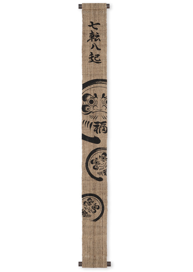 Hand-dyed Linen Japanese Narrow Tapestry 120cm - Daruma -, Kyoto Noren, Japanese wall hanging scroll