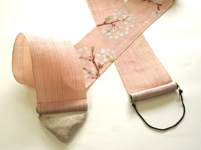 Hand-dyed Linen Japanese Narrow Tapestry - Cherry Blossom -, Kyoto Noren, Japanese wall hanging scroll