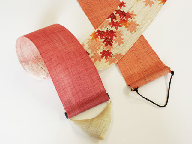 and-dyed Linen Japanese Narrow Tapestry - Maple and Five-storied Pagoda -, Kyoto Noren, Japanese wall hanging scroll
