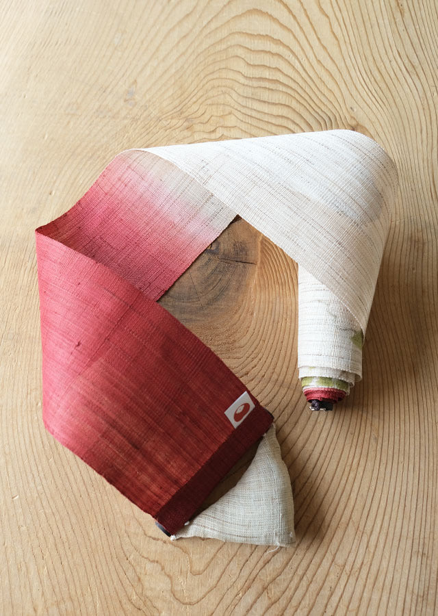 Hand-dyed Linen Japanese Narrow Tapestry - Kadsura -, Kyoto Noren, Japanese wall hanging scroll