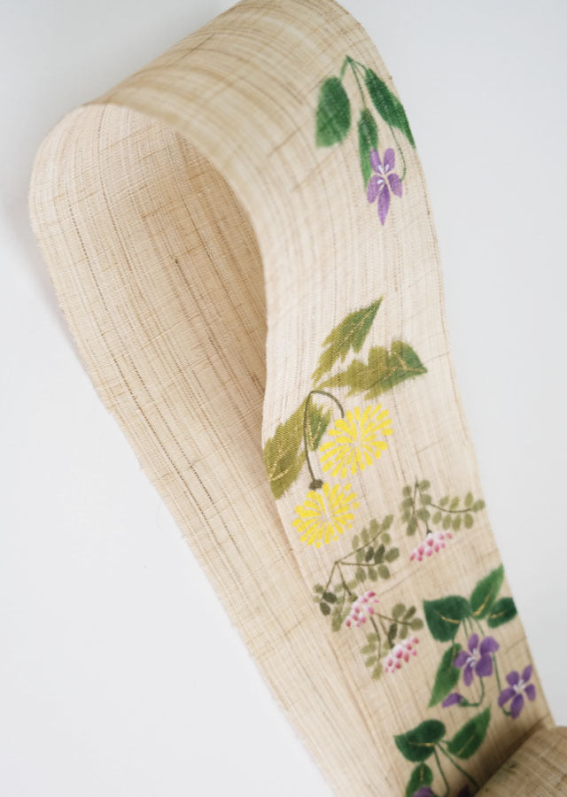 Hand-dyed Linen Japanese Narrow Tapestry - Violet -, Kyoto Noren, Japanese wall hanging scroll