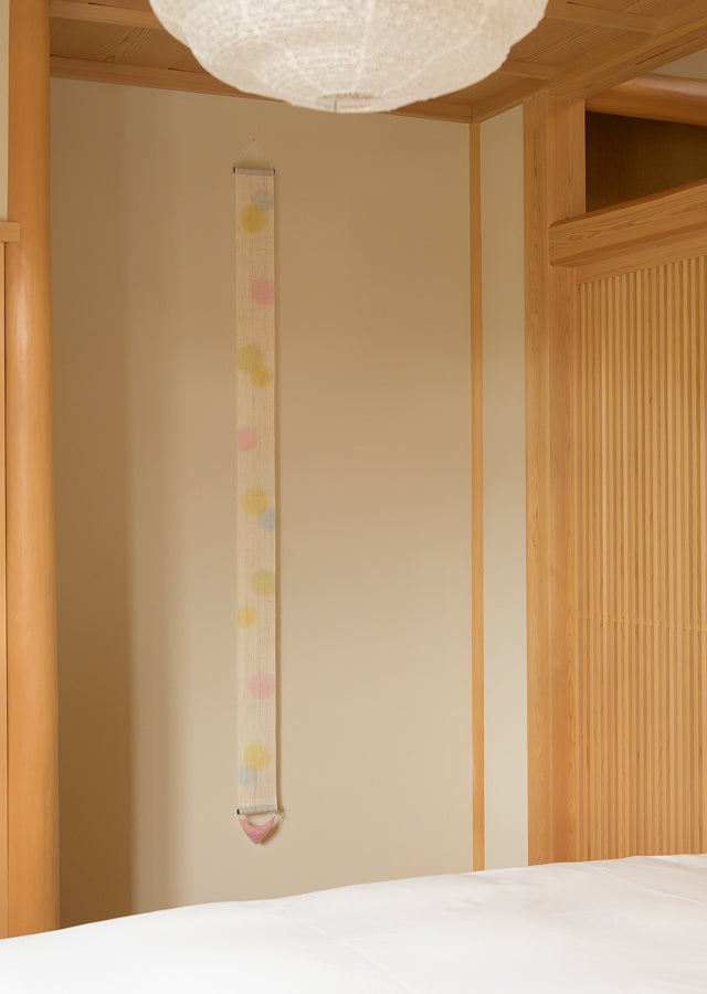 Hand-dyed Linen Japanese Narrow Tapestry with Incense - Rainbow Drop -, Kyoto Noren, Japanese wall hanging scroll