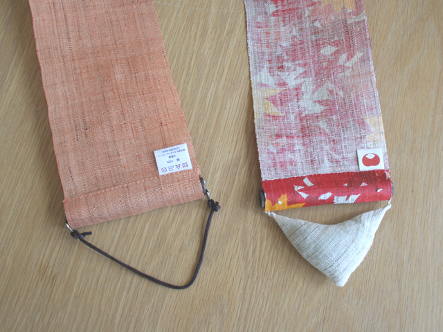 Hand-dyed Linen Japanese Narrow Tapestry - Autumn Leaves -, Kyoto Noren, Japanese wall hanging scroll