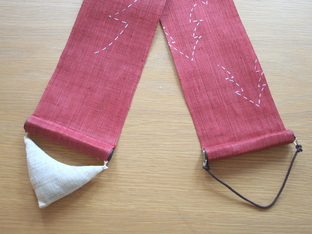 Hand-dyed Linen Japanese Narrow Tapestry - Christmas Tree -, Kyoto Noren, Japanese wall hanging scroll