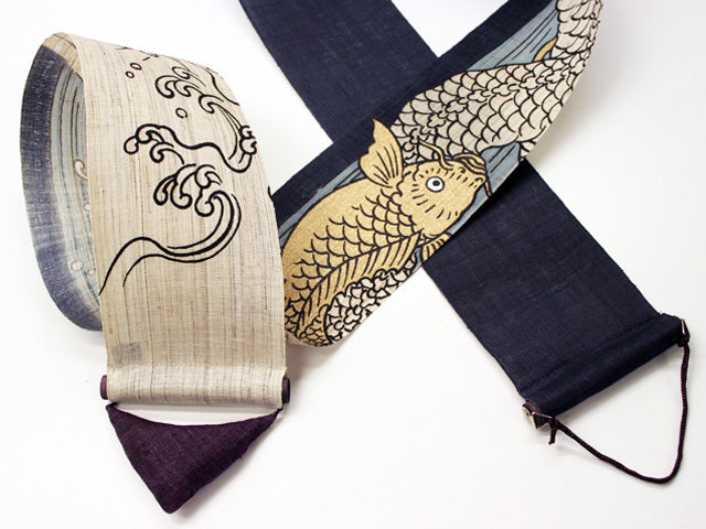 Hand-dyed Linen Japanese Narrow Tapestry - Dragon -, Kyoto Noren, Japanese wall hanging scroll