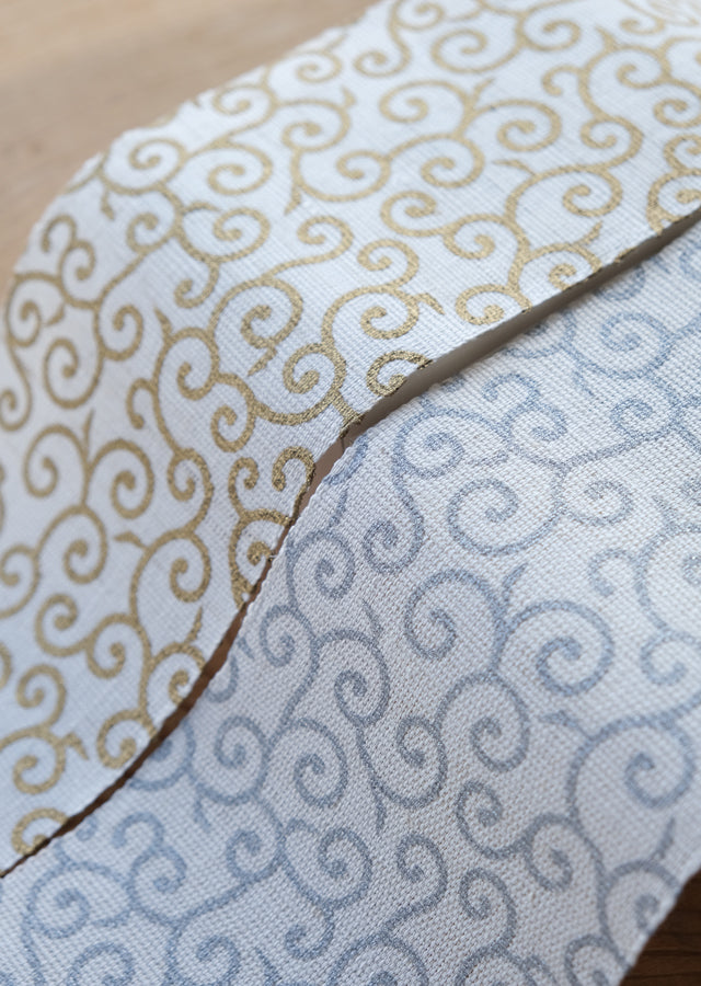 Hand-dyed Linen Japanese Narrow Tapestry - Gold Arabesque -, Kyoto Noren, Japanese wall hanging scroll