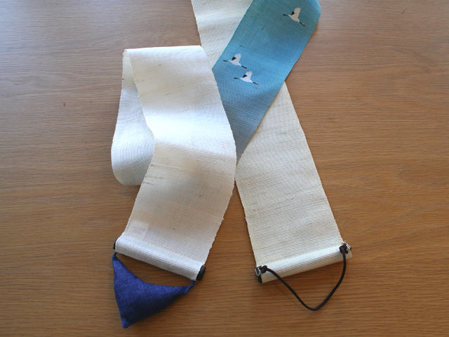 Hand-dyed Linen Japanese Narrow Tapestry - Blue Mt. Fuji -, Kyoto Noren, Japanese wall hanging scroll