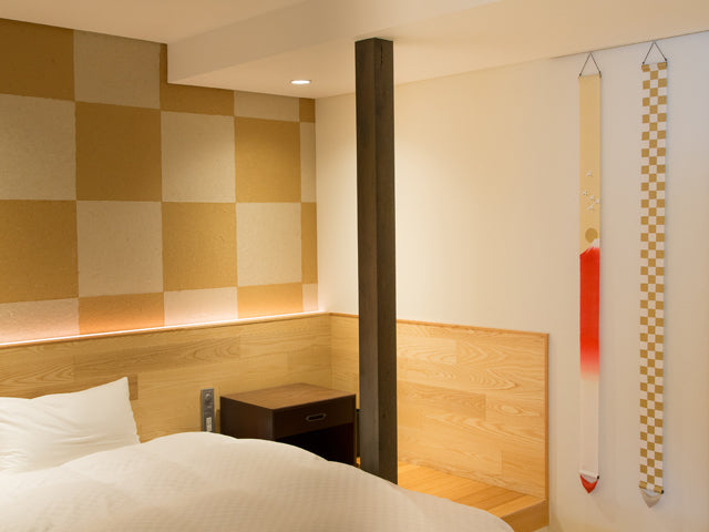 Hand-dyed Linen Japanese Narrow Tapestry - Red Mt. Fuji -, Kyoto Noren, Japanese wall hanging scroll