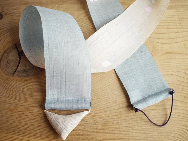Hand-dyed Linen Japanese Narrow Tapestry - Prunus Serrulata(Japanese Cherry Blossom) -, Kyoto Noren, Japanese wall hanging scroll