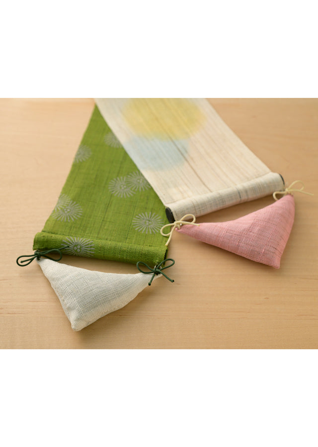 Hand-dyed Linen Japanese Narrow Tapestry with Incense - Pine -, Kyoto Noren, Japanese wall hanging scroll