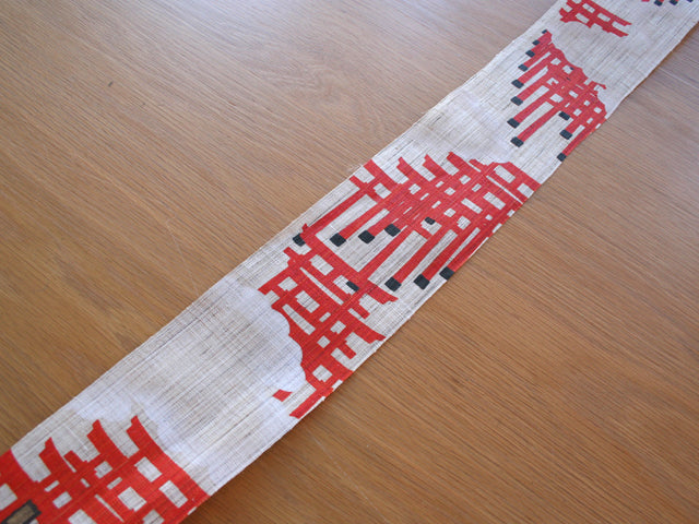 Hand-dyed Linen Japanese Narrow Tapestry - The Thousand Torii -, Kyoto Noren, Japanese wall hanging scroll