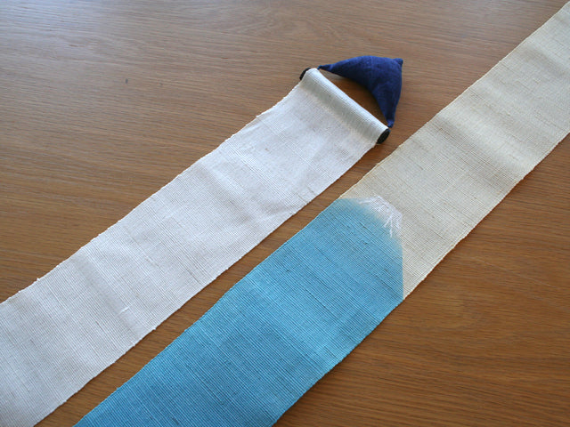 Hand-dyed Linen Japanese Narrow Tapestry - Blue Mt. Fuji -, Kyoto Noren, Japanese wall hanging scroll