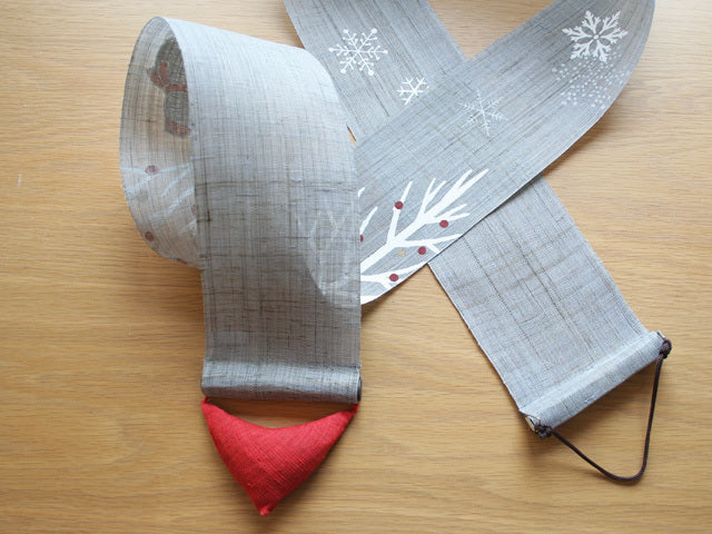 Hand-dyed Linen Japanese Narrow Tapestry - Snow Tree -, Kyoto Noren, Japanese wall hanging scroll