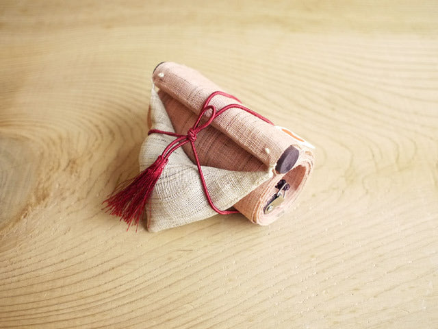 Hand-dyed Linen Japanese Narrow Tapestry - Peony -, Kyoto Noren, Japanese wall hanging scroll