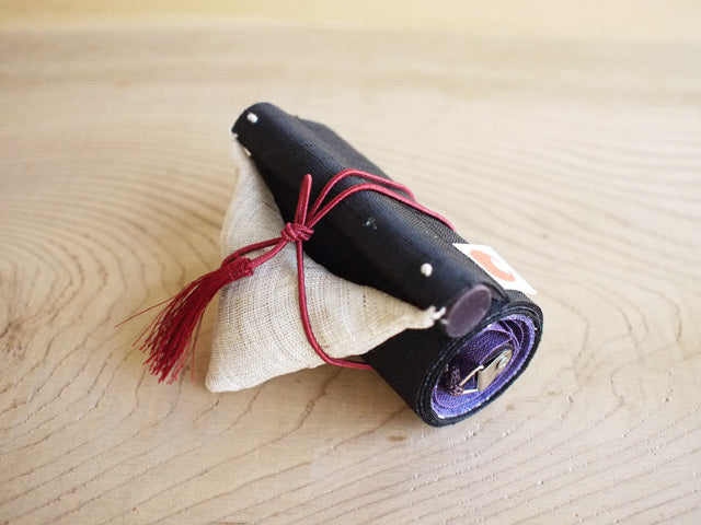 Hand-dyed Linen Japanese Narrow Tapestry - Samurai -, Kyoto Noren, Japanese wall hanging scroll