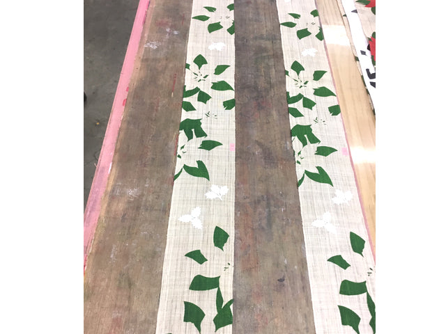 Hand-dyed Linen Japanese Narrow Tapestry - Poinsettia -, Kyoto Noren, Japanese wall hanging scroll