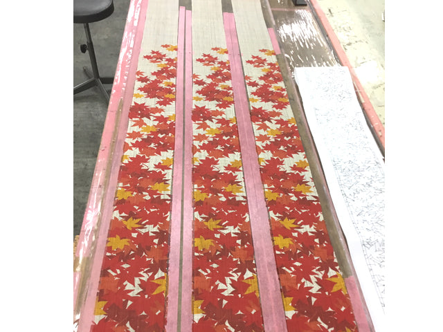 Hand-dyed Linen Japanese Narrow Tapestry - Autumn Leaves -, Kyoto Noren, Japanese wall hanging scroll