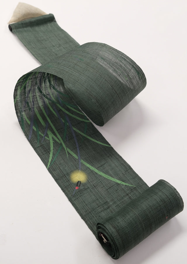 Hand-dyed Linen Japanese Narrow Tapestry - Firefly -, Kyoto Noren, Japanese wall hanging scroll