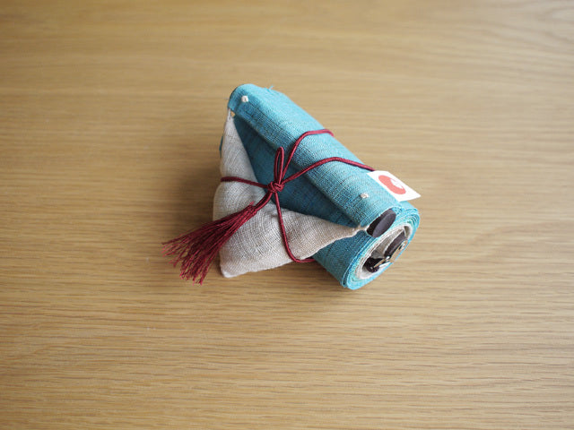 Hand-dyed Linen Japanese Narrow Tapestry - First Penguin -, Kyoto Noren, Japanese wall hanging scroll