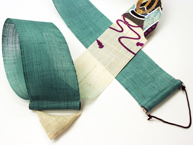 Hand-dyed Linen Japanese Narrow Tapestry - Kabuto(Samurai helmet) -, Kyoto Noren, Japanese wall hanging scroll