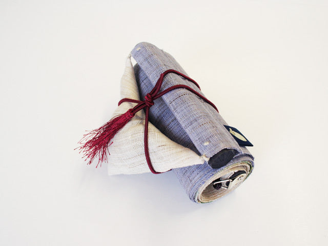 Hand-dyed Linen Japanese Narrow Tapestry - Lacecap Hydrangea -, Kyoto Noren, Japanese wall hanging scroll