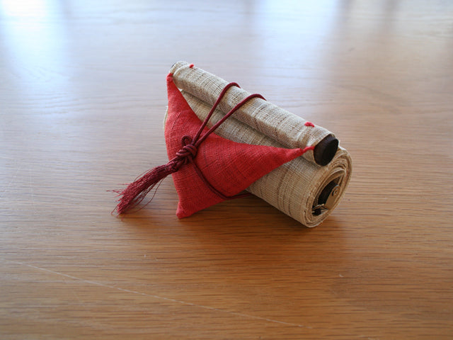 Hand-dyed Linen Japanese Narrow Tapestry - The Thousand Torii -, Kyoto Noren, Japanese wall hanging scroll