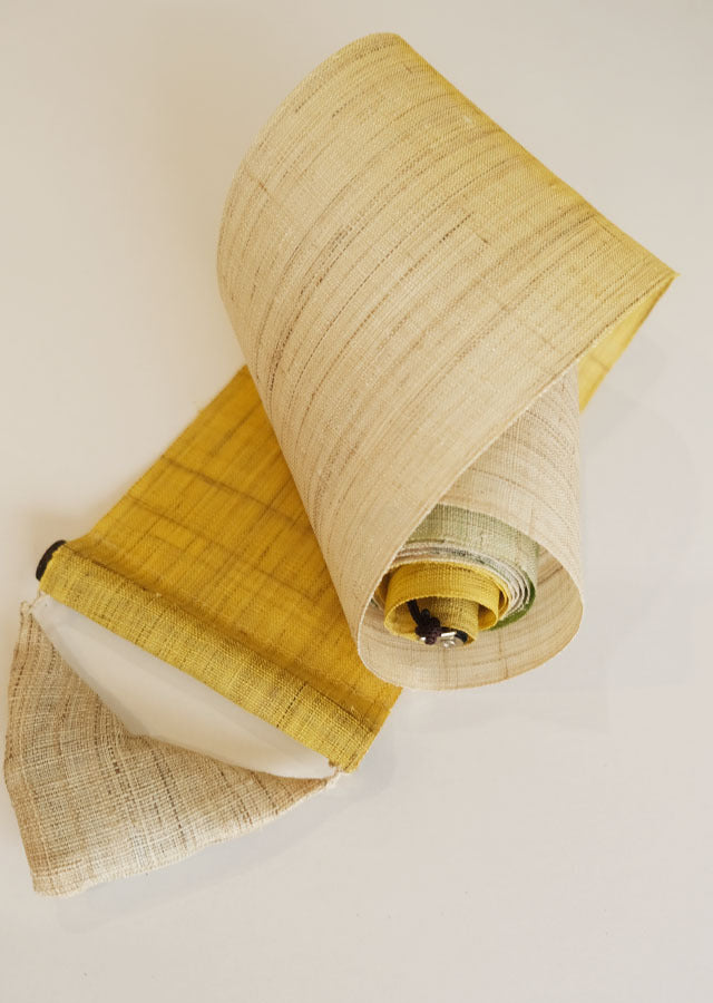Hand-dyed Linen Japanese Narrow Tapestry - Ground Cherry -, Kyoto Noren, Japanese wall hanging scroll