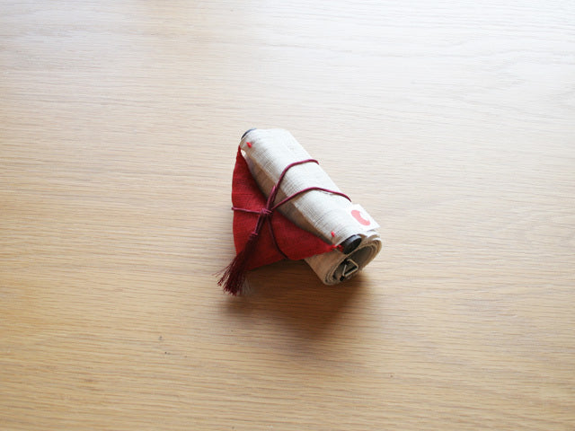 Hand-dyed Linen Japanese Narrow Tapestry - Japanese Apricot -, Kyoto Noren, Japanese wall hanging scroll