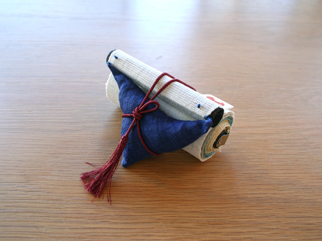 Hand-dyed Linen Japanese Narrow Tapestry - Blue Mt. Fuji -, Kyoto Noren, Japanese wall hanging scroll