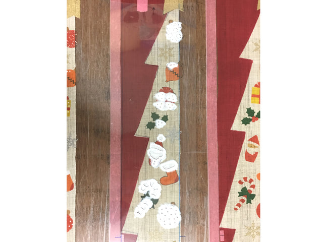 Hand-dyed Linen Japanese Narrow Tapestry - Christmas Tree -, Kyoto Noren, Japanese wall hanging scroll