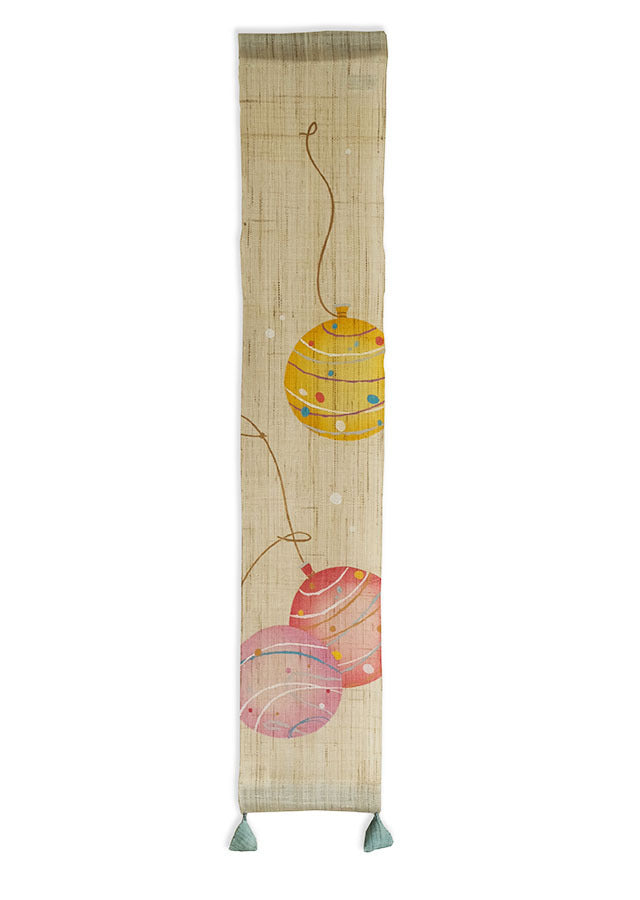 Hand-dyed Linen Japanese Small Tapestry - Water Ballon -, Kyoto Noren, Japanese wall hanging scroll