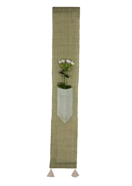 Hand-dyed Linen Japanese Small Tapestry - Japanese Mugwort Color -, Kyoto Noren, Japanese wall hanging scroll