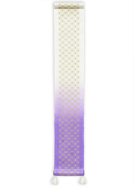 Hand-dyed Linen Japanese Small Tapestry - Shippo (Interlocking Circles) Pattern / Purple -, Kyoto Noren, Japanese wall hanging scroll