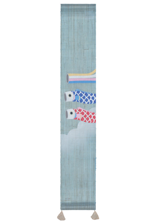Hand-dyed Linen Japanese Small Tapestry - Koinobori (carp-shaped streamer) -, Kyoto Noren, Japanese wall hanging scroll