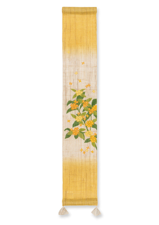 Hand-dyed Linen Japanese Small Tapestry - Fragrant Olive -, Kyoto Noren, Japanese wall hanging scroll