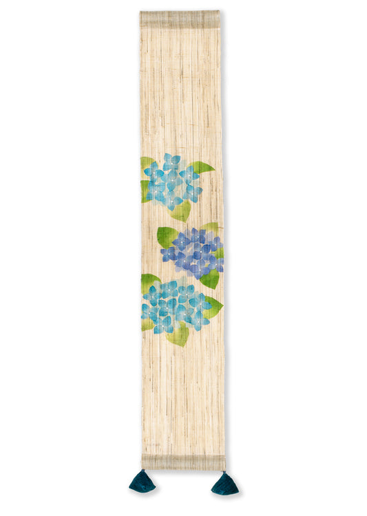 Hand-dyed Linen Japanese Small Tapestry - Hydrangea -, Kyoto Noren, Japanese wall hanging scroll
