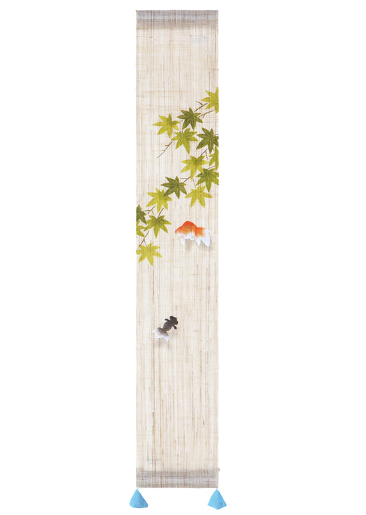 Hand-dyed Linen Japanese Small Tapestry - Goldfish -, Kyoto Noren, Japanese wall hanging scroll