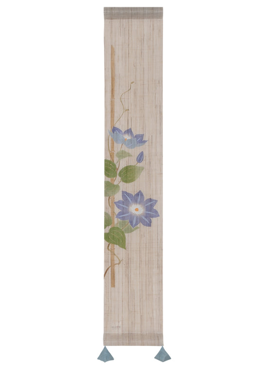 Hand-dyed Linen Japanese Small Tapestry - Asian Virginsbower -, Kyoto Noren, Japanese wall hanging scroll