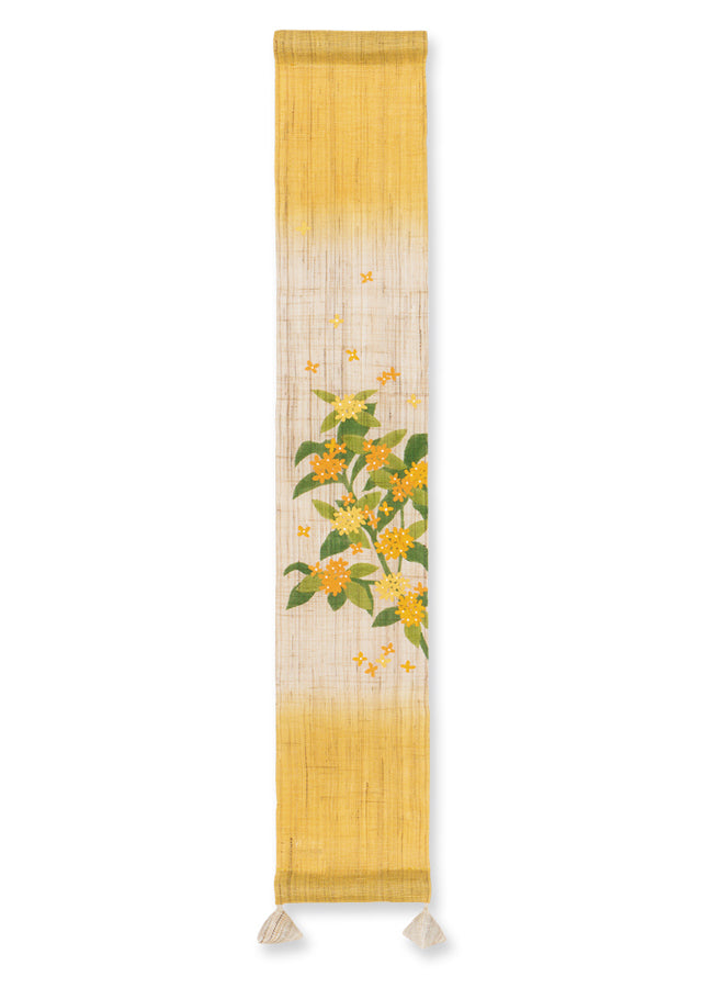 Hand-dyed Linen Japanese Small Tapestry - Fragrant Olive -, Kyoto Noren, Japanese wall hanging scroll