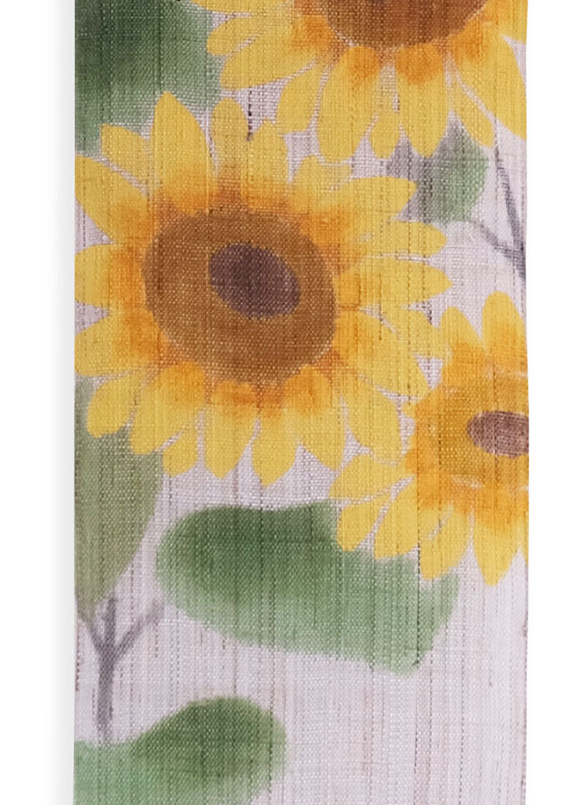 Hand-dyed Linen Japanese Small Tapestry - Sunflower -, Kyoto Noren, Japanese wall hanging scroll