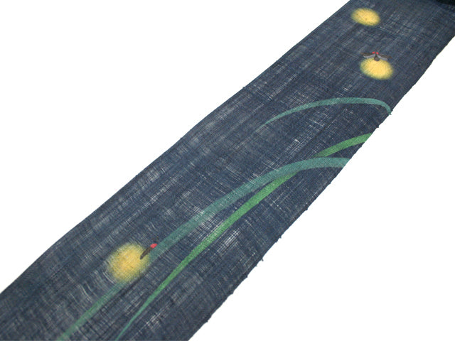 Hand-dyed Linen Japanese Small Tapestry - Firefly -, Kyoto Noren, Japanese wall hanging scroll