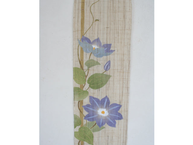 Hand-dyed Linen Japanese Small Tapestry - Asian Virginsbower -, Kyoto Noren, Japanese wall hanging scroll
