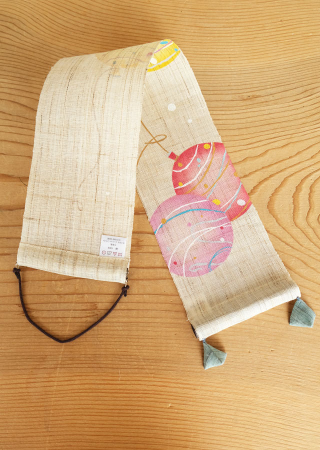 Hand-dyed Linen Japanese Small Tapestry - Water Ballon -, Kyoto Noren, Japanese wall hanging scroll