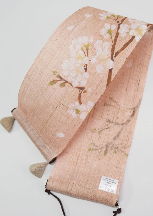 Hand-dyed Linen Japanese Small Tapestry - Cherry Blossom -, Kyoto Noren, Japanese wall hanging scroll