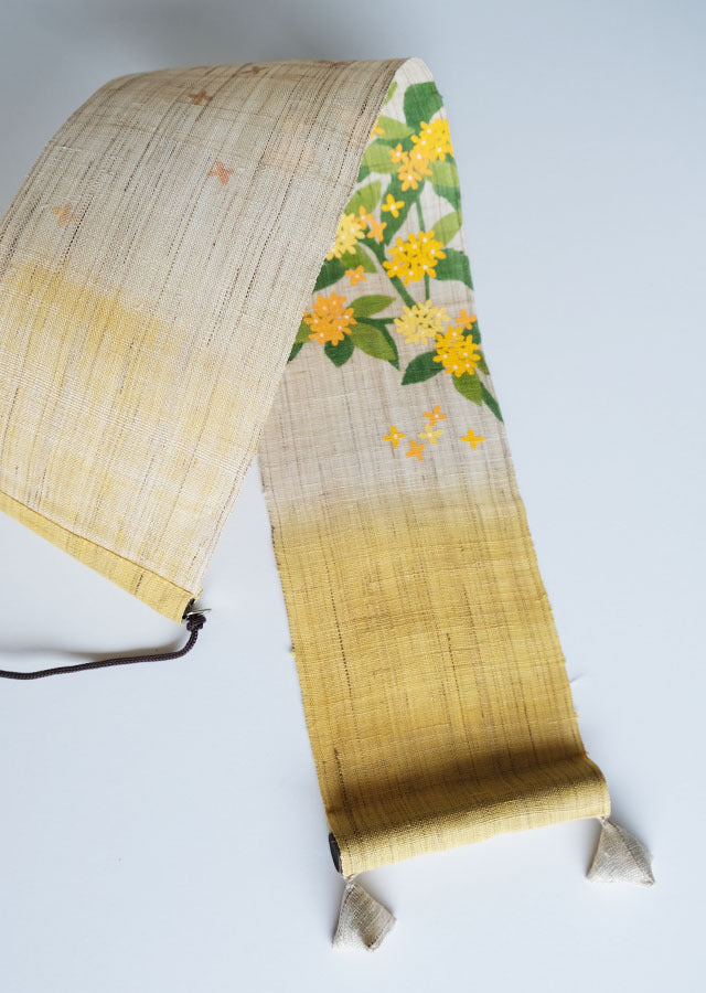 Hand-dyed Linen Japanese Small Tapestry - Fragrant Olive -, Kyoto Noren, Japanese wall hanging scroll
