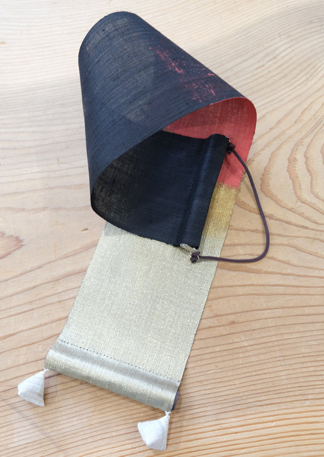 Hand-dyed Linen Japanese Small Tapestry - Red Fuji -, Kyoto Noren, Japanese wall hanging scroll