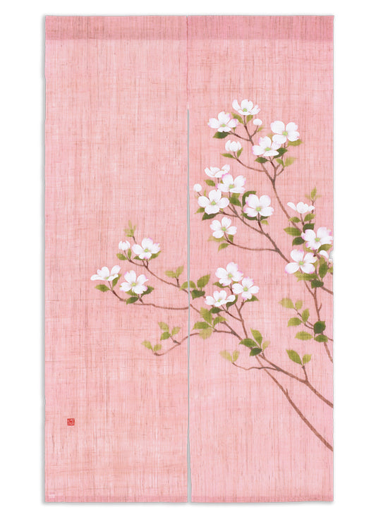 Hand-dyed Linen Noren (Japanese Doorway Curtain) - Dogwood - , Kyoto Noren