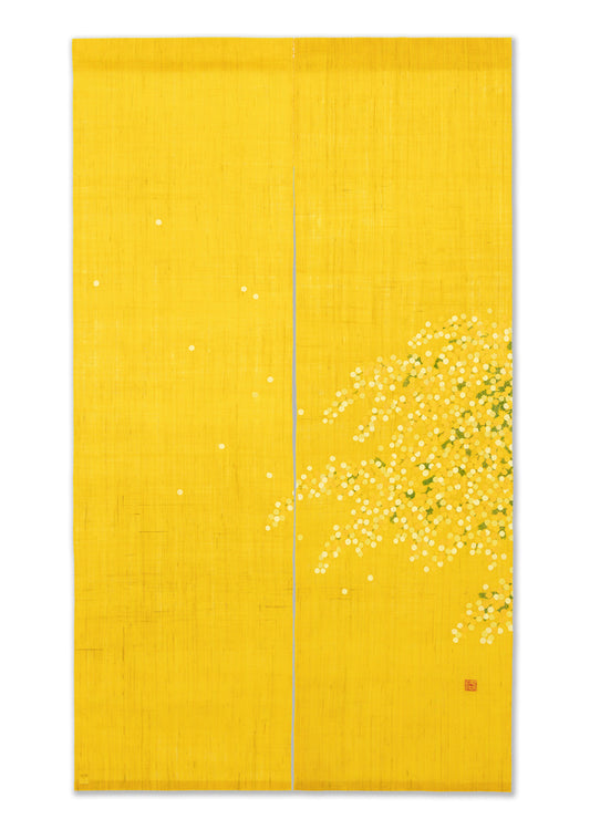 Hand-dyed Linen Noren (Japanese Doorway Curtain) - Mimosa - , Kyoto Noren