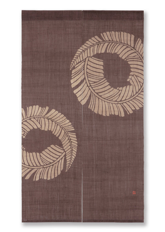 Hand-dyed Linen Noren (Japanese Doorway Curtain) - Japanese Banana Leaf - , Kyoto Noren